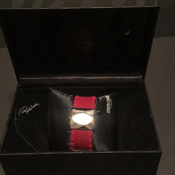 NWOT Real Diamond Roberto Cavalli Red Leather W - Picture 2 of 8